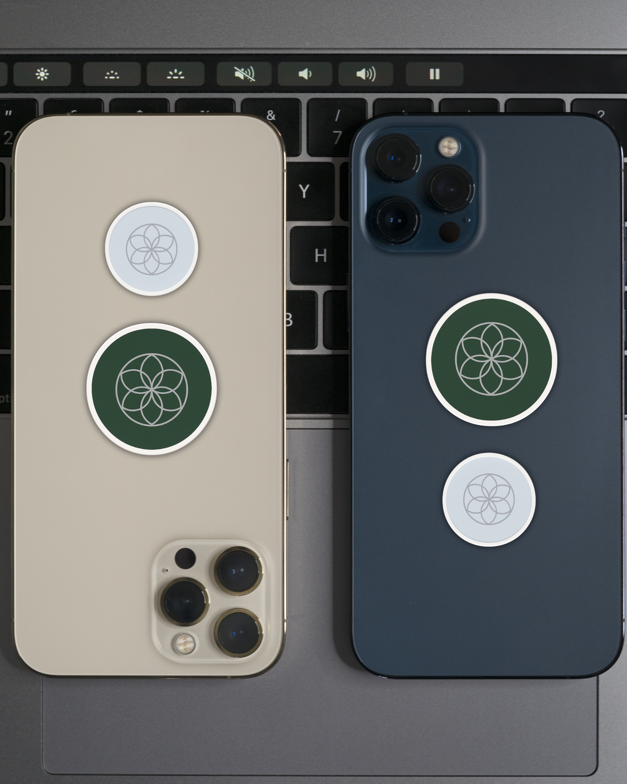 grounding disc and calming disc applied to a phone